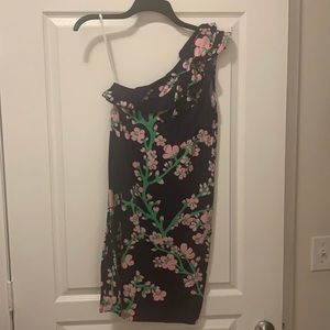 Lily Pulitzer navy one shoulder medium dress